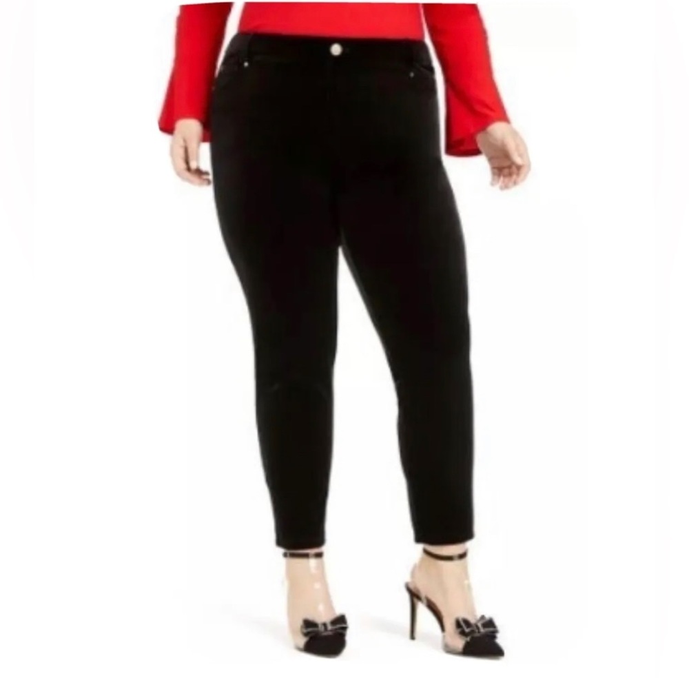 INC International Concepts 3 Pocket Velvet Skinny Pants 26W Black NWT